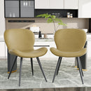 Upholstered Dining Chairs Set of 4 — Midcentury PU Leather, Metal Legs