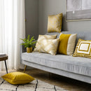 GobekUsa Gold Geometry Cut Velvet Embroidered Lumbar Pillow Cover Chic Style 35x50cm