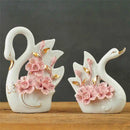 GobekUsa Elegant Swan Sculpture Figurines Pair for Home Décor & Wedding Gift