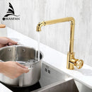 GobekUsa Gold Brass Retro Industrial Style Bathroom Faucet Hot Cold Mixer Tap