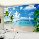 GobekUsa Beach Coconut Tree Mandala Tapestry Wall Hanging Psychedelic Bohemian Decor