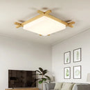 GobekUsa Japanese Wood Ceiling Light Tatami Lamp Flush Mount Living Room Bedroom Square