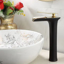 GobekUsa Gold Waterfall Bathroom Basin Faucet, White Mixer Tap Hot Cold Sink Plugin
