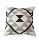 GobekUsa Grey Embroidered Cotton Pillow Cover 45x45cm for Home Decor and Living Room