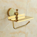 GobekUsa Gold Bathroom Accessories Set: Shelf, Towel Rack, Holder, Brush Holder, Bath Hardware