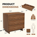 Modern 3-Drawer Nightstand with USB Ports & AC Outlets - Wooden Bedside Table