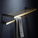 GobekUsa Gold & Black Bathroom Set - Shelf, Towel Rack, Holder, Brush Holder & More