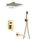 GobekUsa Golden Rainfall Shower Faucet Set with Single Handle Brass Bath Mixers