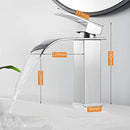 GobekUsa Gold Waterfall Basin Faucet: Brass Bathroom Mixer Tap, Hot Cold Sink Faucet