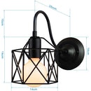 GobekUsa Black Cage Guard Wall Sconce LED Lamp Indoor Retro Lighting Fixture