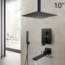 GobekUsa 8/16 Inch Matte Black LED Rainfall Shower Faucet Set