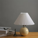 GobekUsa Japanese Ceramic Table Lamps Living Room Pleated Skirt Lampshade Warm Bedroom Lighting
