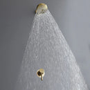 GobekUsa Brushed Gold Round Rainfall Shower Faucet Set, Wall Mounted Shower Mixer