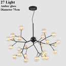GobekUsa LED Glass Ball Branch Chandelier | Modern Firefly Art Decor Lighting