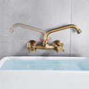 GobekUsa Antique Brass Kitchen Faucet with Swivel Spout and Dual Handle Mixer