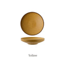GobekUsa Ceramic Round Plate Set - Retro Style High Footed Soup and Salad Bowls