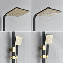 GobekUsa Black Gold Shower Faucet Set with Bidet Function, Wall Mounted Rainfall Mixer
