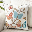GobekUsa Butterfly Floral Cotton Embroidered Pillow Cover 45x45cm Home Decor Square