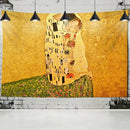 GobekUsa Gold Kiss Oil Painting Tapestry Wall Hanging Art Blanket