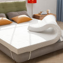 Cooling Mattress Topper with Anti-Slip Straps — Breathable Polyester Fiber, White