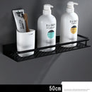 GobekUsa Black Aluminum Bathroom Shelf with Towel Bar Wall Mounted - Bath Shower Shampoo Holder