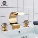 GobekUsa Gold Waterfall Double Handle Bathroom Basin Faucet