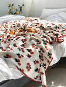 GobekUsa 3D Cherry Kids Wool Blanket - Kawaii Sweet Girl Crib Bedding