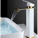 GobekUsa Gold Black Waterfall Basin Faucet Mixer Tap Hot Cold Sink Brass Bathroom