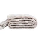GobekUsa Knit Throw Blanket Ivory Pink Solid Soft Plaid Tassels 50"x62"