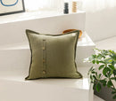 GobekUsa Cotton Linen Cushion Cover 45x45cm in Pink Blue Green Beige with Coconut Buttons for Home Décor