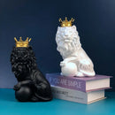 GobekUsa Golden Crown Lion King Statue 17cm Height Nordic Handicraft Home Office Decor