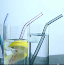 GobekUsa 6Pcs Colorful Glass Curved Juice Straws - Heat-resistant and Transparent