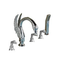 GobekUsa Crystal Knob Swan Faucet 5-Hole Widespread Tub Mixer with Handshower