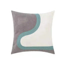 GobekUsa Daisy Floral Geometric Embroidery Pillow Cover Yellow Blue 45x45cm Soft Cozy