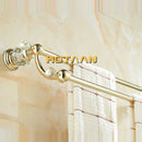 GobekUsa Gold Crystal Bathroom Accessories Set: Luxe Brass Bath Hardware Wall Mount Collection