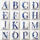 GobekUsa Blue Alphabet Flower Letter Pillowcase for Home Decor