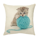 GobekUsa Cute Cat Face Decorative Cushion Cover Soft Linen Pillow for Home Sofa