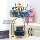 GobekUsa 200ml Marble Ceramic Tea Set with Spoon and Saucer