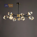 GobekUsa Black Crystal Copper Chandelier LED Hanging Lamps for Dinning Room