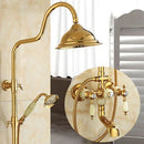 GobekUsa Gold Brass Jade Bath Shower Set Wall Mounted Rainfall Hand Shower Faucet
