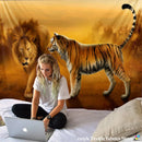 GobekUsa Lion Tapestry African Grassland Animals Cartoon Wall Hanging Blanket