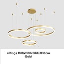 GobekUsa LED Chandelier Rings Pendant Light - Coffee Gold Dimmable Ceiling Lamp
