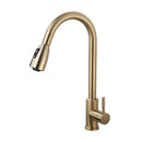 GobekUsa Brushed Gold Kitchen Faucet Single Handle Pull Out Swivel Mixer Tap