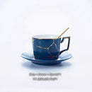 GobekUsa 200ml Marble Ceramic Tea Set with Spoon and Saucer