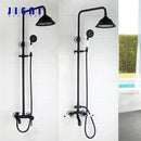 GobekUsa 8" Black Rain Shower Head Set with Hand Spray and Mixer Faucet