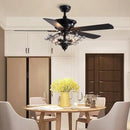 GobekUsa 52" Luxury Crystal Ceiling Fan with Lights, Remote Control, DC Motor Wood Fan