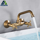 GobekUsa Antique Brass Kitchen Faucet with Swivel Spout and Dual Handle Mixer