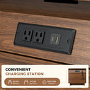 Modern 3-Drawer Nightstand with USB Ports & AC Outlets - Wooden Bedside Table