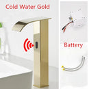 GobekUsa Black Sensor Waterfall Basin Faucet - Automatic Touchless Hot Cold Water Mixer