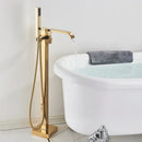 GobekUsa Gold Bathtub Faucet Set Hot Cold Water Shower Mixer Tap Waterfall Floor Stand